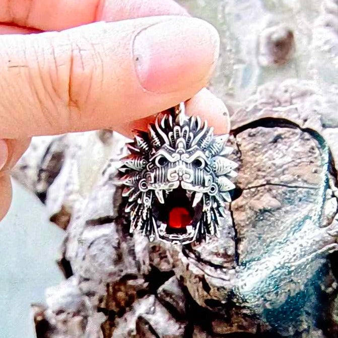 Quetzalcoatl Garnet Pendant