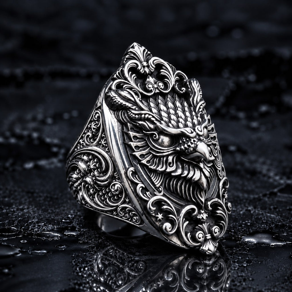 額縁のフクロウ 指輪 - 925スターリングシルバー – Serpent Forge