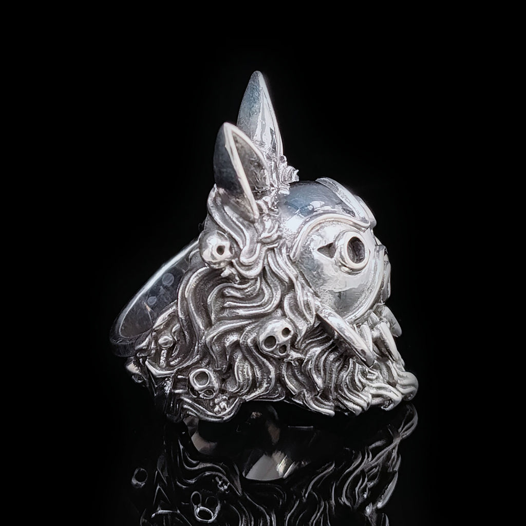 Princess Mononoke Wolf Mask Ring - 925 Sterling Silver