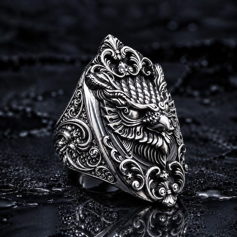 額縁のフクロウ 指輪 - 925スターリングシルバー – Serpent Forge