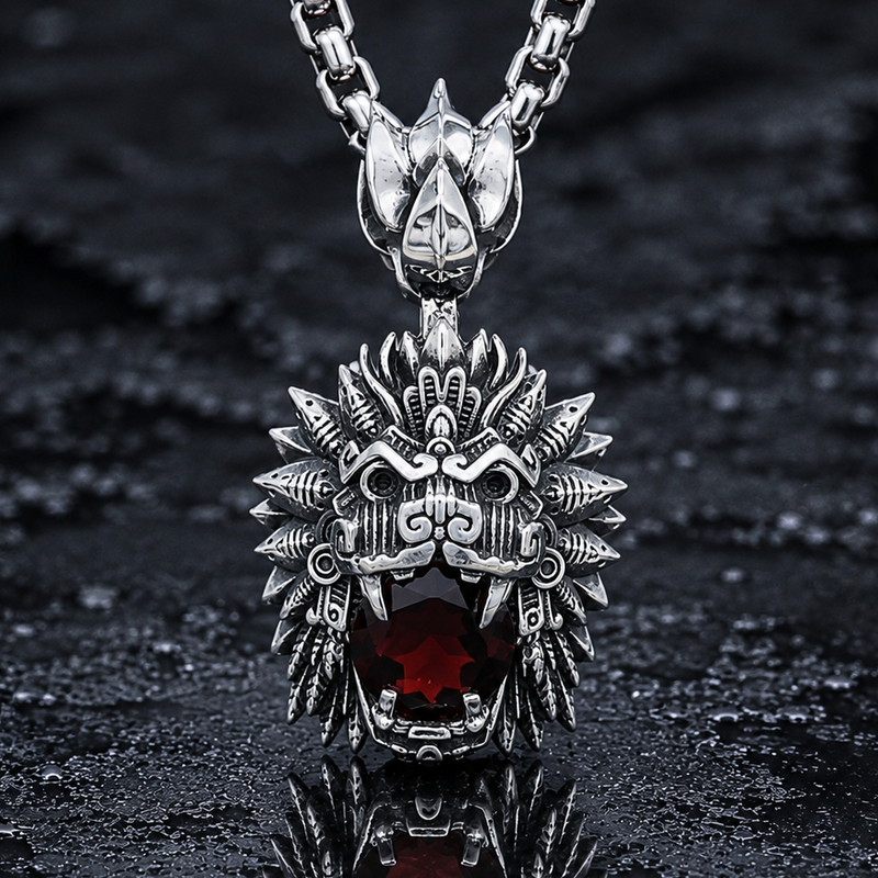 Quetzalcoatl Garnet Pendant