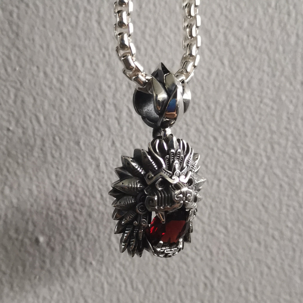 Quetzacoatl Garnet Pendant