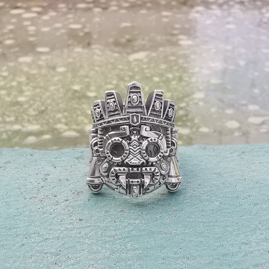 Menico Rings Tlaloc Ring - Aztec God of Rain - 925 Sterling Silver – Serpent Forge