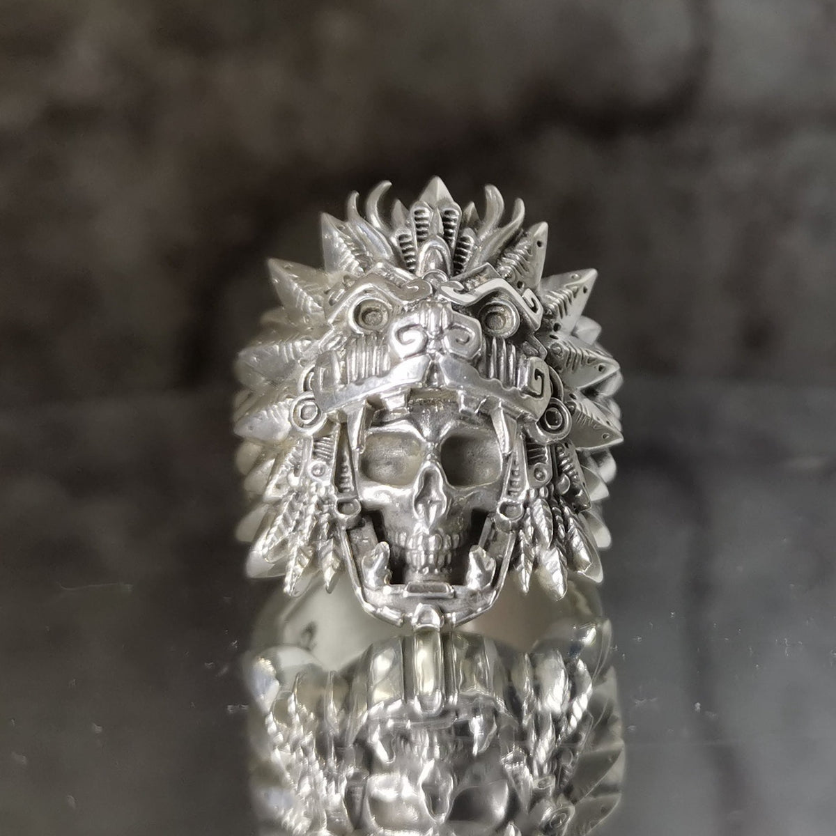 Quetzalcoatl Skull Ring - 925 Sterling Silver – Serpent Forge